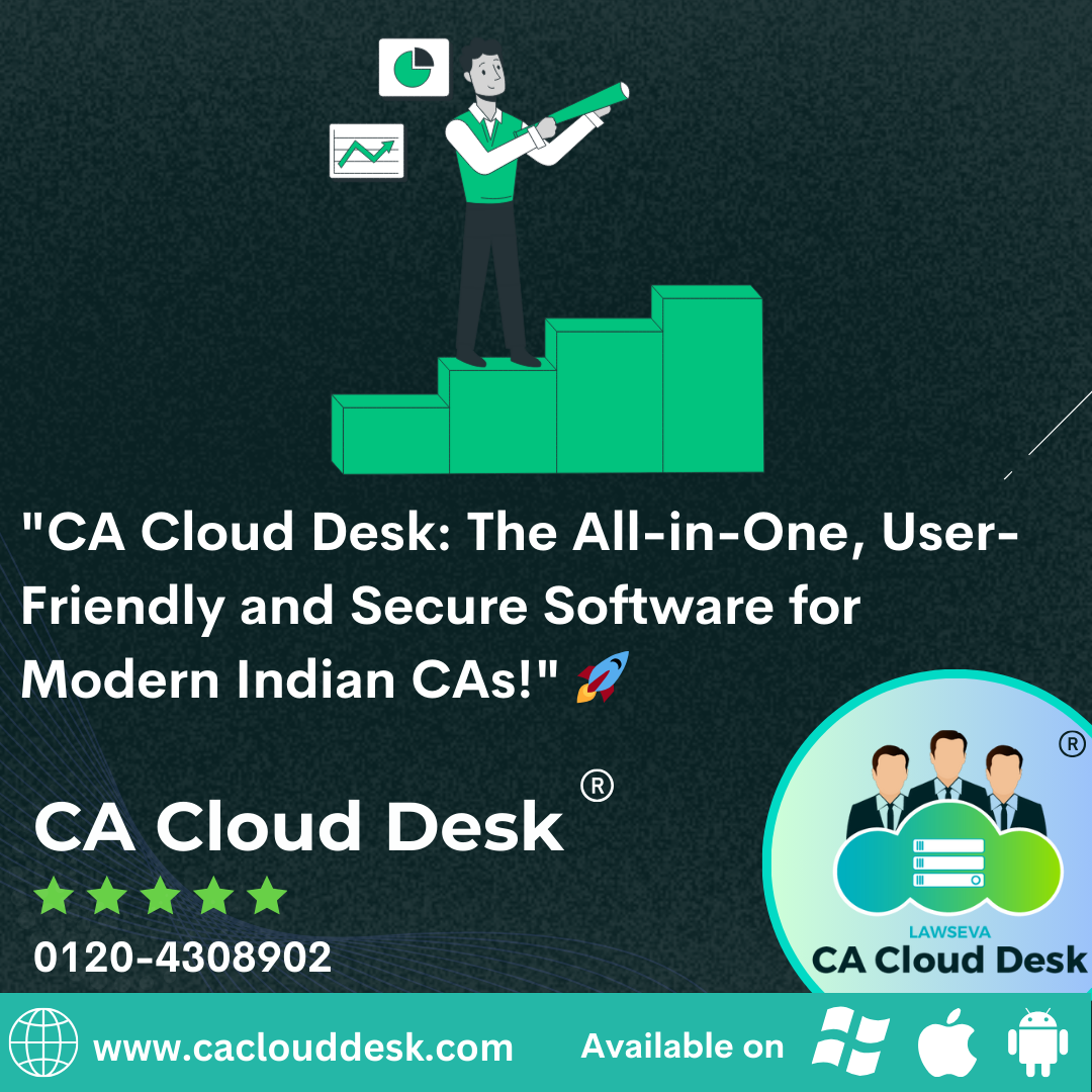 Infographic showcasing the features of CA Cloud Desk for Chartered Accountants in India.